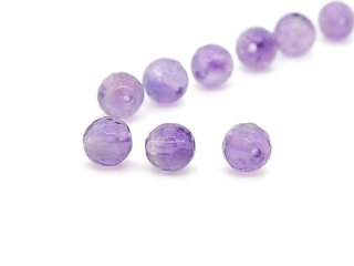Three pierced, faceted amethyst beads