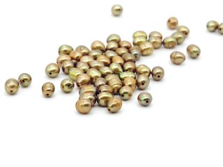 Zuchtperle - goldgrün, 6x7 mm - 60 Stk/Tüte