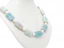 Necklace made from blue amazonites with white cultured...