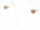 Ear studs - cultured pearl, 8 mm, brown /8027
