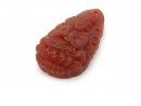Pendant - carved carnelian, buddha, frosted dark red /B010