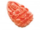 Pendant - coral, buddha, red /B009