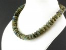 Labradorite strand - faceted rondelle, 8x14 mm, green /1833