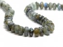 Labradorite strand - faceted rondelle, 8x14 mm, green /1833