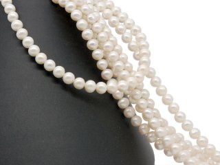 Cordon de perle de culture - presque ronde 8 mm blanc, longueur 40 cm /7067