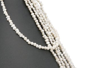 Cordon de perle de culture - baroque 5x8 mm blanc, longueur 35,5 cm /7099