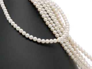 Culture pearl strand - near round 6 mm white, length 39.5 cm /7097
