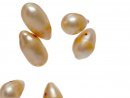 Cultured pearls - drop - oval, champagne - 2pcs/pack