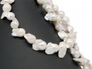 Cordon de perle de culture - baroque 14x28 mm blanc,...