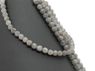 Labradorite strand - faceted, 8 mm, gray /1662
