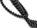 Faceted, pierced, large tourmaline beads in black